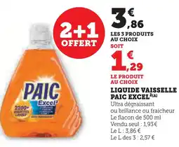 U Express Paic excel2 liquide vaisselle offre