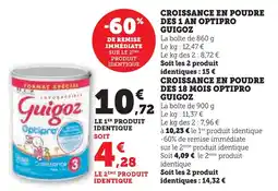 Super U Guigoz croissance en poudre des 1 an optipro offre