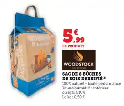 Super U Woodstock sac de 8 bûches de bois densifié offre