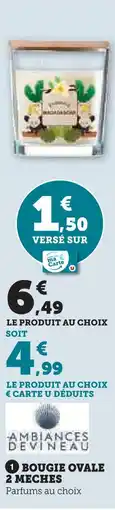 Super U Ambiances devineau bougie ovale 2 mèches offre