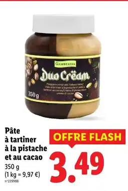 Lidl Gamberina pâte à tartiner à la pistache et au cacao offre