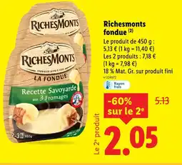 Lidl Richesmonts richesmonts fondue offre
