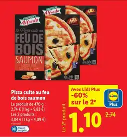 Lidl Trattoria alfredo pizza cuite au feu de bois saumon offre