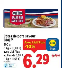 Lidl Mckennedy côtes de porc saveur bbq offre