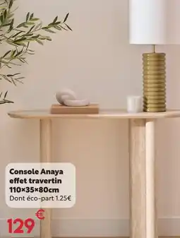 Maxi Bazar Console anaya effet travertin 110×35×80cm offre
