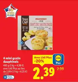 Lidl Toque du chef 4 mini gratins dauphinois offre