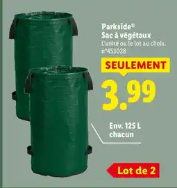 Lidl Parkside sac à végétaux offre