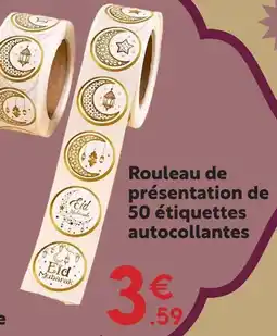 Maxi Bazar Rouleau de présentation de 50 étiquettes autocollantes offre