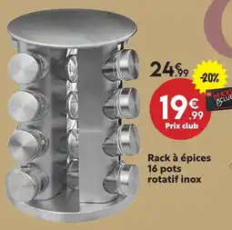 Maxi Bazar Rack à épices 16 pots rotatif inox offre
