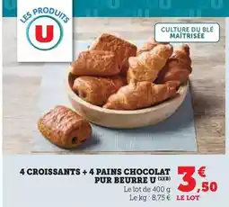 U Express U - 4 croissants + 4 pains chocolat pur beurre offre