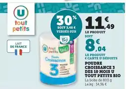 U Express U tout petits - poudre croissance 3 des 10 mois bio offre