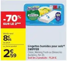 Carrefour Market Swiffer - lingettes humides pour sols offre
