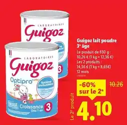 Lidl Laboratoires guigoz - lait poudre 3e àge offre