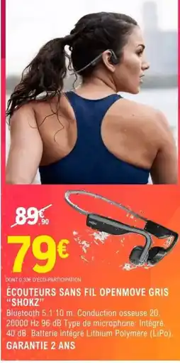 E.Leclerc Shokz - écouteurs sans fil openmove gris offre