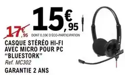 E.Leclerc Bluestork - casque stéréo hi-fi avec micro pour pc offre