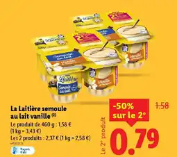 Lidl LA LAITIERE semoule au lait vanille offre