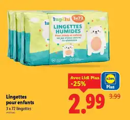 Lidl LUPILU Lingettes pour enfants offre