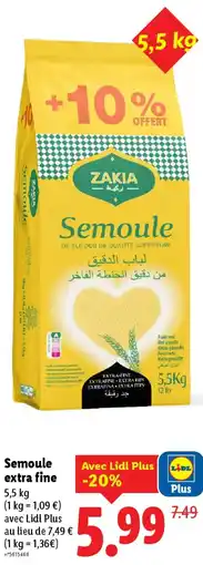 Lidl ZAKIA Semoule extra fine offre