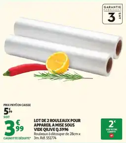 Auchan Lot de 2 rouleaux pour appareil a mise sous vide qilive q.5996 offre