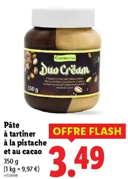 Lidl GAMBERINA Pâte à tartiner à la pistache et au cacao offre