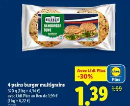 Lidl MCENNEDY 4 pains burger multigrains offre