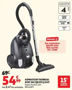 Auchan Aspirateur traîneau avec sac qilive q.5437 offre