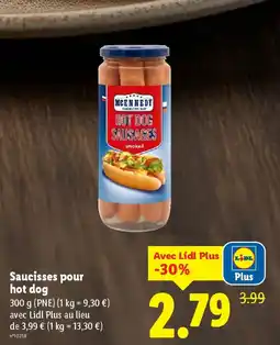 Lidl MCENNEDY Saucisses pour hot dog offre