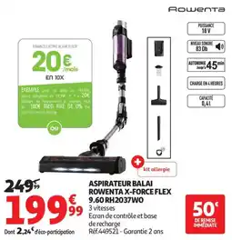 Auchan Aspirateur balai rowenta x-force flex 9.60 rh2037wo offre