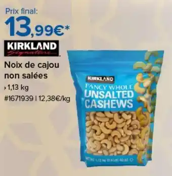 Costco Kirkland noix de cajou non salées offre