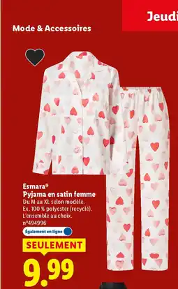 Lidl ESMARA Pyjama en satin femme offre