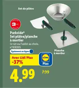 Lidl PARKSIDE Set plâtre/planche à mortier offre