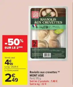 Carrefour Market Raviolis aux crevettes mont asie offre