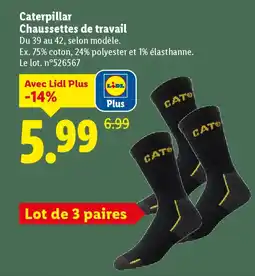 Lidl Caterpillar Chaussettes de travail offre