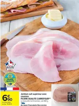Carrefour Market Jambon cuit supérieur avec couenne filiere qualite carrefour offre