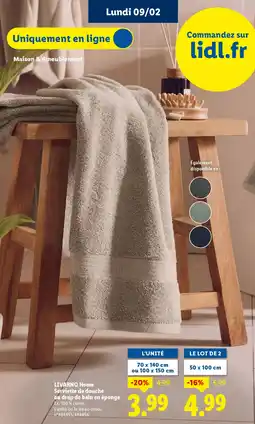 Lidl LIVARNO Home Serviette de douche ou drap de bain en éponge offre