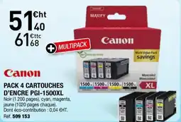 Hyperburo CANON Pack 4 cartouches d'encre pgi-1500xl offre