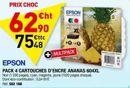 Hyperburo EPSON Pack 4 cartouches d'encre ananas 604xl offre