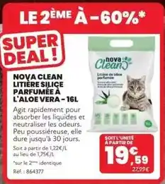 Animalis Nova clean - litiere silice parfumée à l'aloe vera -16l offre