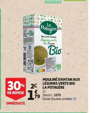 Auchan Mouliné D'antan Aux Légumes Verts Bio La Potagère offre