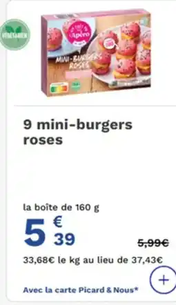Picard 9 mini-burgers roses offre