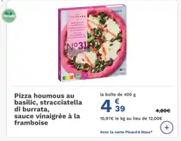 Picard Pizza houmous au basilic, stracciatella di burrata, sauce vinaigrée à la framboise offre