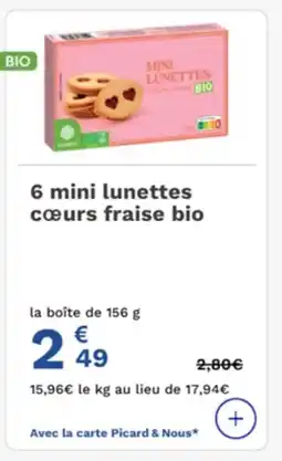 Picard 6 mini lunettes cœurs fraise bio offre