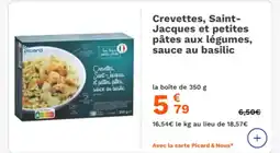 Picard Crevettes, Saint- Jacques et petites pâtes aux légumes, sauce au basilic offre