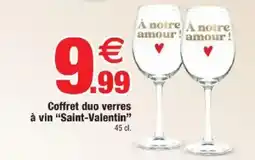 Bazarland Coffret duo verres à vin Saint-Valentin offre