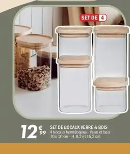 La Foir'Fouille Set de bocaux verre & bois offre