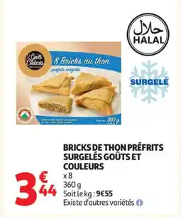 Auchan Bricks de thon préfrits surgelés goûts et couleurs offre