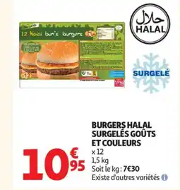 Auchan Burgers halal surgelés goûts et couleurs offre
