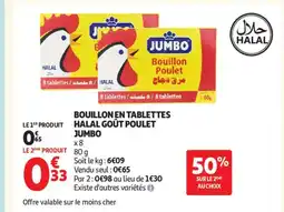 Auchan JUMBO Bouillon en tablettes halal goût poulet offre