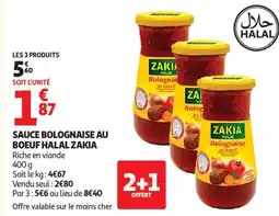 Auchan ZAKIA Sauce bolognaise au boeuf halal offre