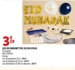 Auchan Les 20 serviettes 3 plis offre